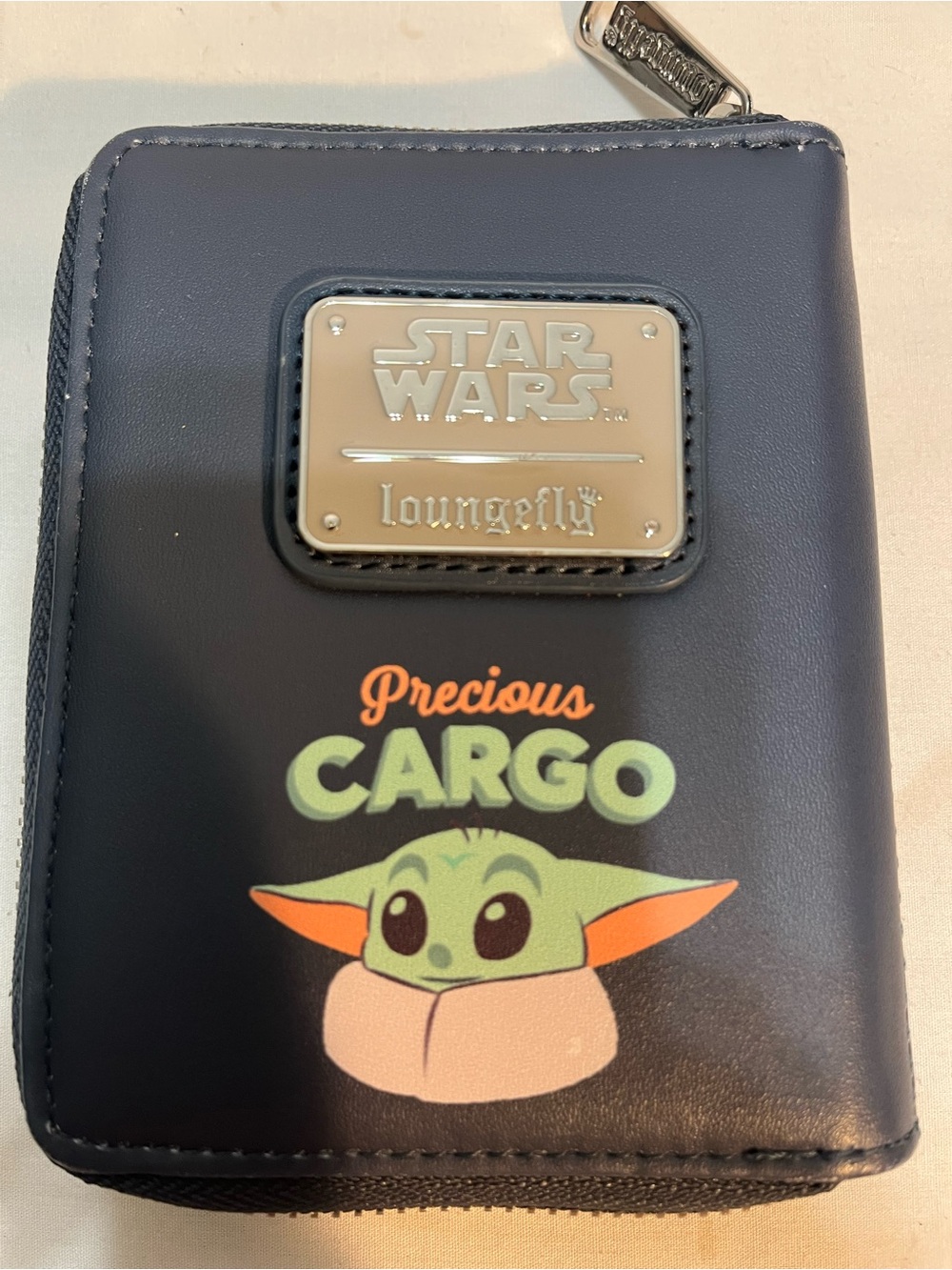 Loungefly Kids Wallet in Navy with Green and Pink Grogu Art